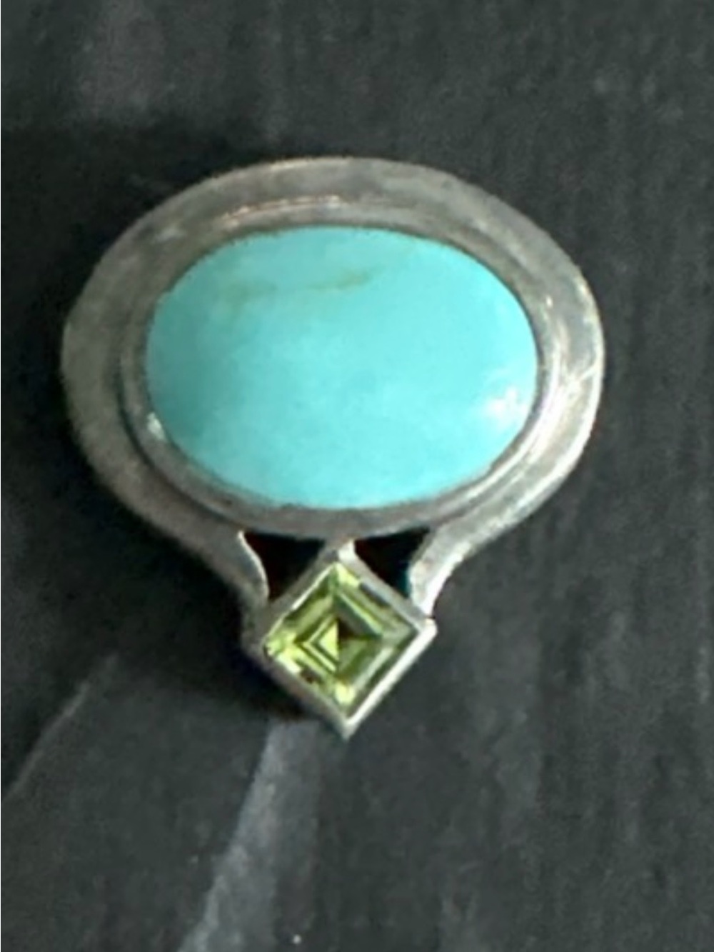 Turquoise and Peridot Accent Sterling Silver Ring - Blue & Green